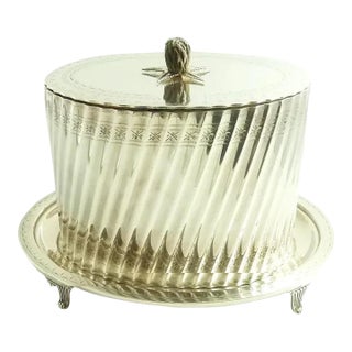 Antique Silver Plate English Biscuit Box, Walker & Hall, Circa 1900 With Gallery Tray, Tea Accessory For Sale