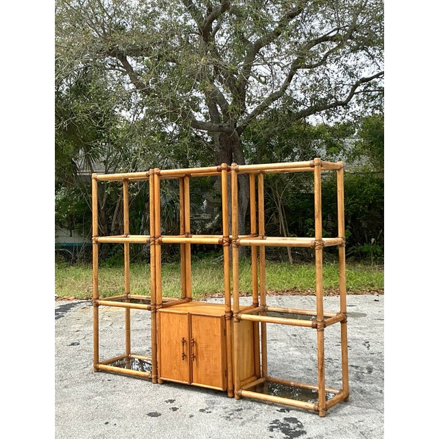 Vintage Coastal Rattan Etagere - Set of 3 For Sale - Image 11 of 11