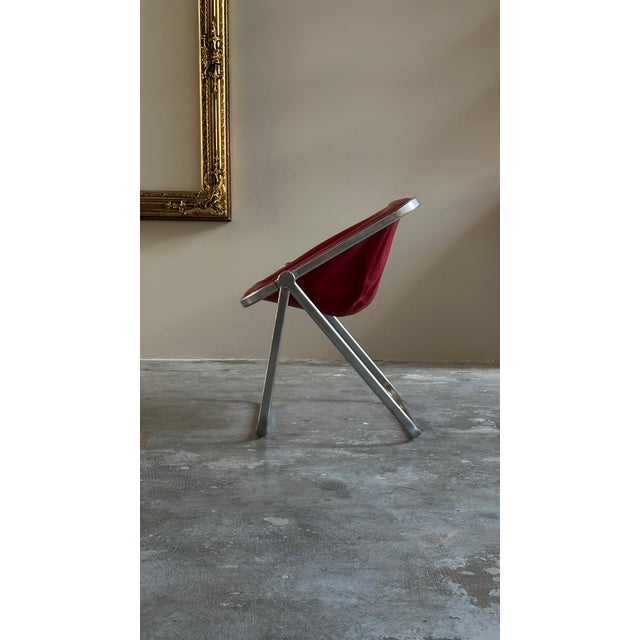 Mid-Century Modern Plona Armchair in Red Leather by Giancarlo Piretti for Anonima Castelli, 1970s For Sale - Image 3 of 8