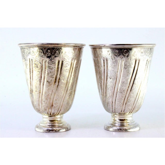 Silver Cups with Reliefs and Friezes, Set of 2, in Very Good conditions. Designed 1920 to 1949 This piece has an...