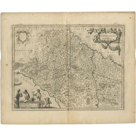 17th Century Antique Map of the Region between the Seine and Loire Rivers by Janssonius, 1657 For Sale - Image 5 of 5