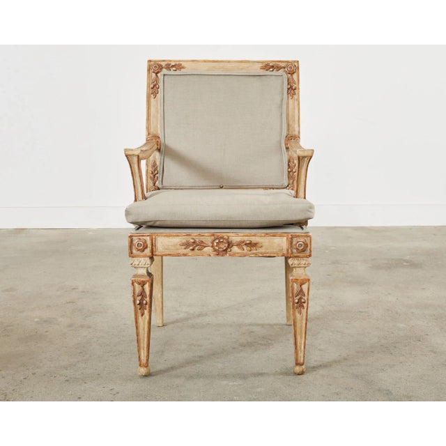 Neoclassical Hendrix Allardyce Neoclassical Venetian Style Painted Library Chair For Sale - Image 3 of 12