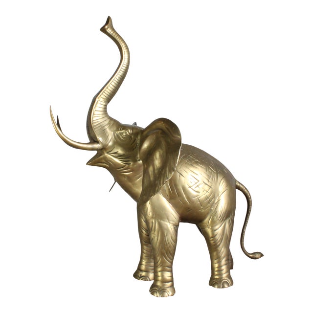 1960s Vintage Monumental Extra Large 43" Brass Elephant Statue Chairish