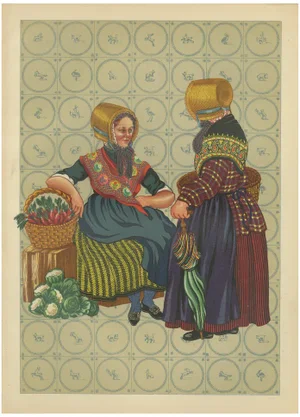 Limburg Peasant Women in Straw Bonnets, 1932, Paper