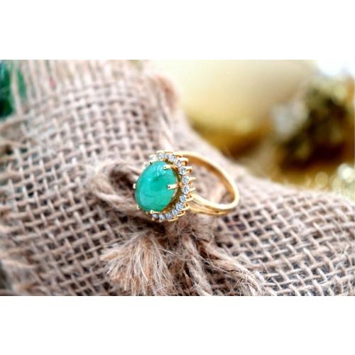 Gold Ring with Cabochon-Shaped Emerald For Sale - Image 9 of 9