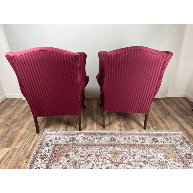 Burgundy Vintage Pair Burgandy Wing Back Chairs by Hamilton House For Sale - Image 8 of 8