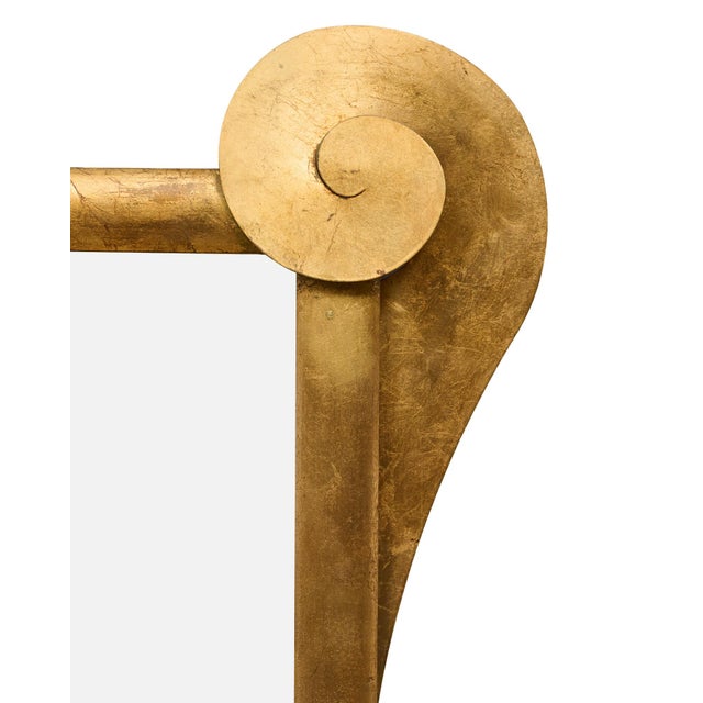 Gold Modernist, Italian Brass Vintage Console and Mirror, Gold Leafed For Sale - Image 8 of 9