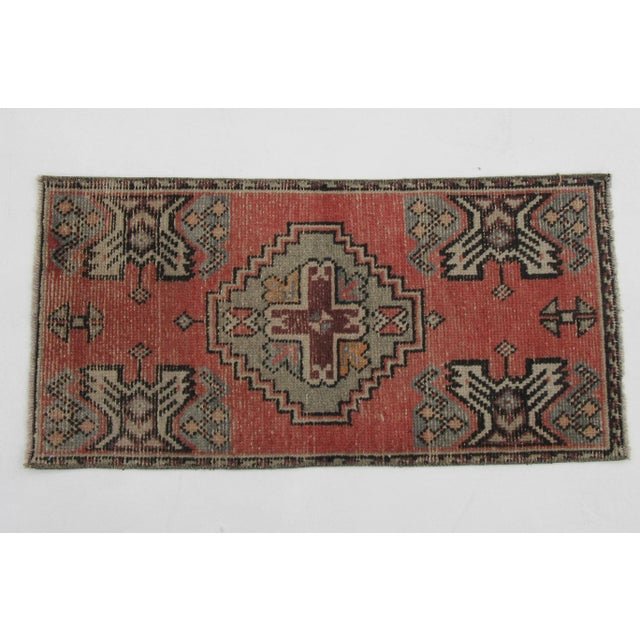 Vintage handknotted decorative mini rug from Konya region of Turkey. Approximately 50-60 years old. In very good condition.