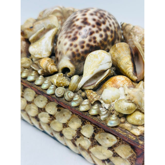 Antique Shell Art Jewelry Box For Sale - Image 4 of 8