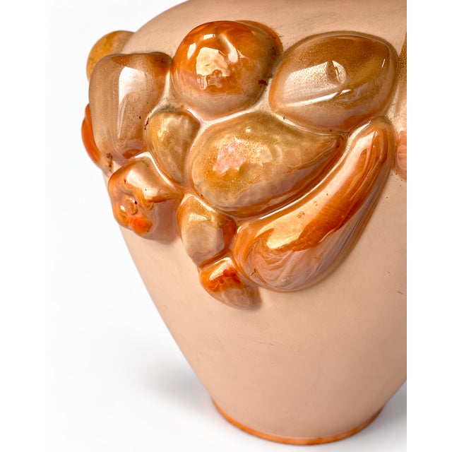 Ceramic Terracotta Table Lamp with Sculptural Glazed Fruit Decoration, 1980s For Sale - Image 4 of 5