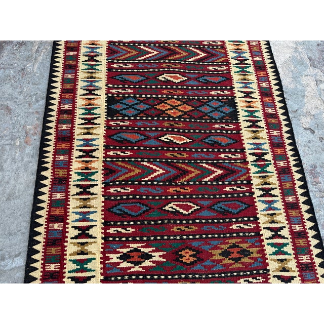 1980s 1980s Turkish Tribal Flat Weave Kilim Runner For Sale - Image 5 of 6