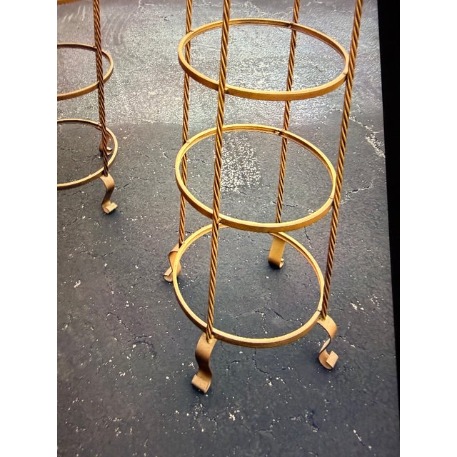 Mid 20th Century Italian 4 - Tier Twisted Wrought Iron Gilt Rope Étagères Display Shelf - A Pair For Sale - Image 10 of 10