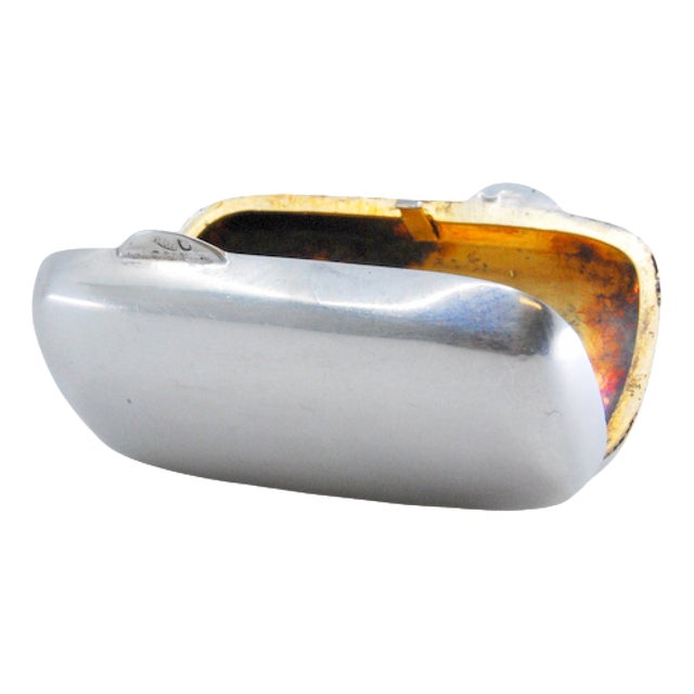 Oval Silver Pill Box with Gilt Interior For Sale
