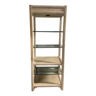 Late 20th Century Rattan Lighted Etagere /Bookcase For Sale