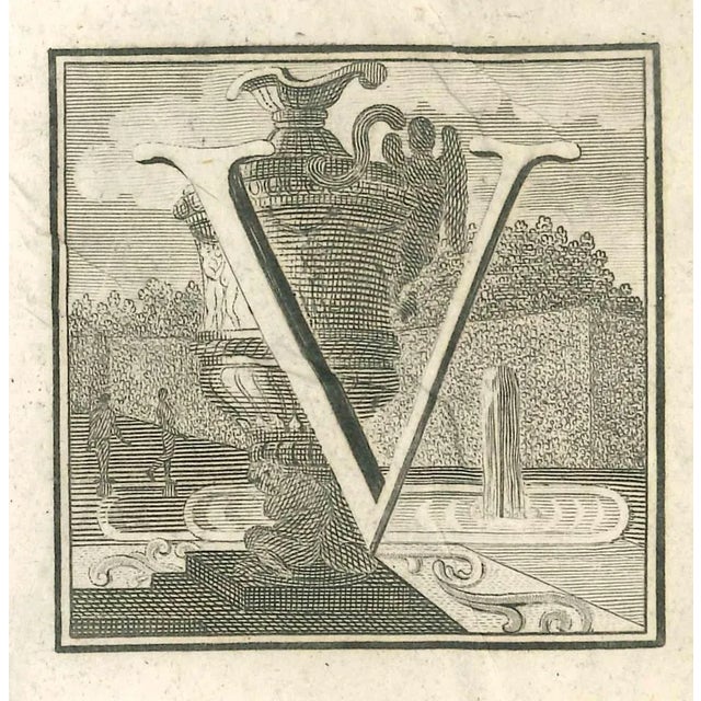 Letter v is an etching realized by luigi vanvitelli. The etching belongs to the print suite “antiquities of herculaneum...