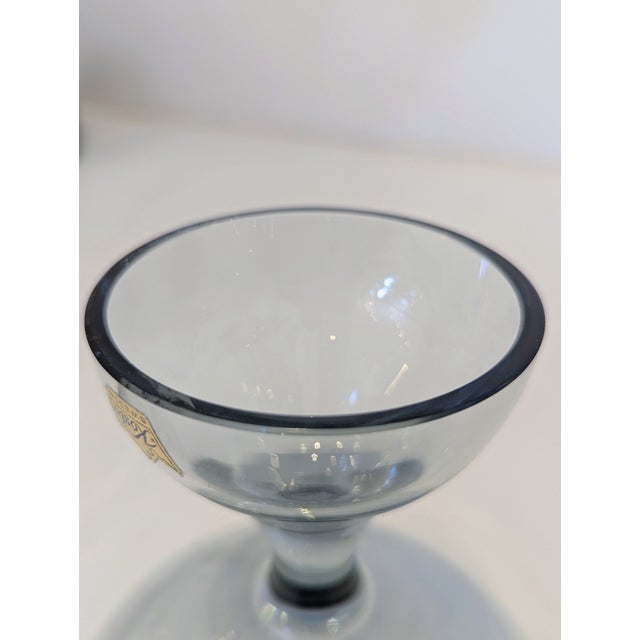 1970s Kosta Boda Smoke Gray Pedestal Glass Bowl, Swedish Modern For Sale - Image 5 of 6