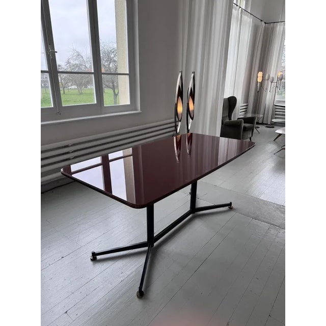 Brown Maroon Glass Plate Dining Table, 1950s For Sale - Image 8 of 18