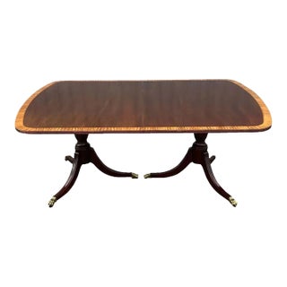 Ethan Allen 18th Century Mohogany Dining Room Table Banded Chippendale For Sale