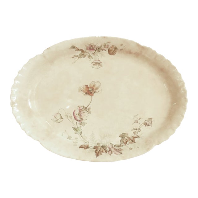 1890s English Staffordshire Ironstone Platter, Wind Flower Pattern For Sale