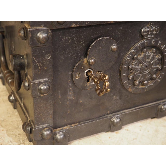 Metal Heavy Antique Bauche Cast Iron Safe From Northeastern France, Circa 1870 For Sale - Image 7 of 16