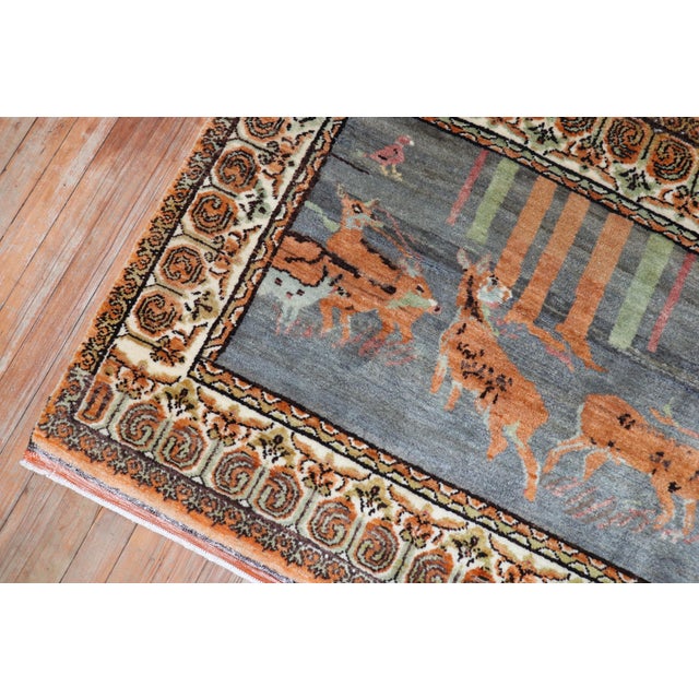 early 20th century one of a kind Turkish pictorial reindeer rug Measures: 3'3" x 4'2''.