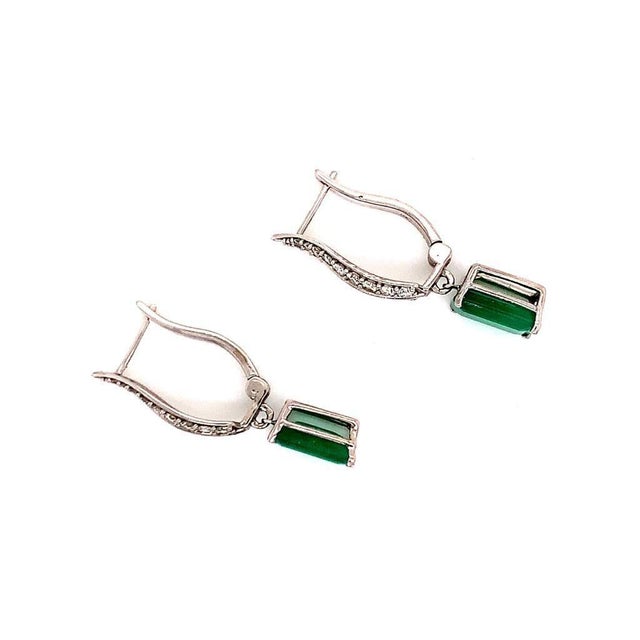 Natural Finely Faceted Quality Emerald Diamond Earrings 4.74 TCW 14k White Gold Certified $7,250 018693 This is one of...
