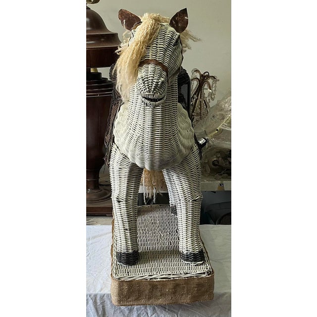 Mid-Century Wicker Horse Side Table / Garden Stool - Glass Eyes Tortoise Ears For Sale In Atlanta - Image 6 of 12