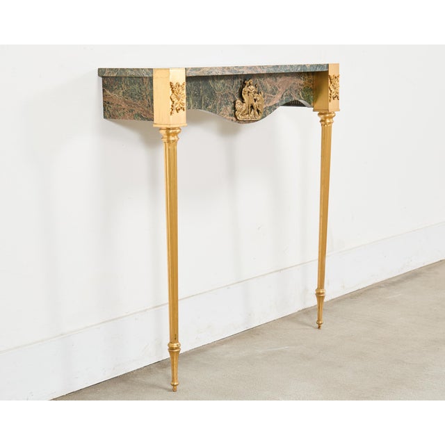 Early 20th Century French Napoleon Empire Style Marble Bronzed Wall Console Table For Sale - Image 5 of 16