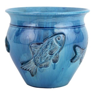 VIETRI Mediterranea Blue Fish Medium Planter For Sale