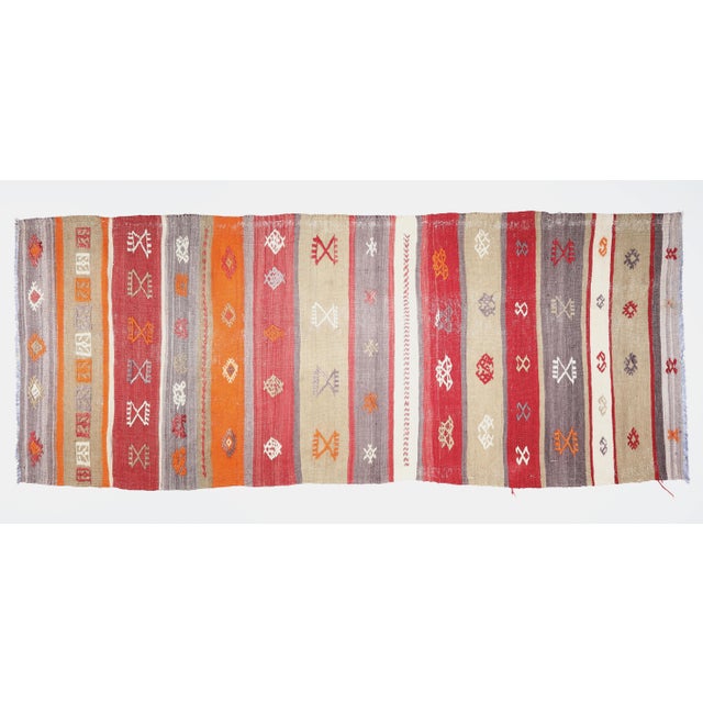 Tribal 1950s Handmade Warm Color Kilim Runner - 3' 1'' X 9' 1'' For Sale - Image 3 of 12