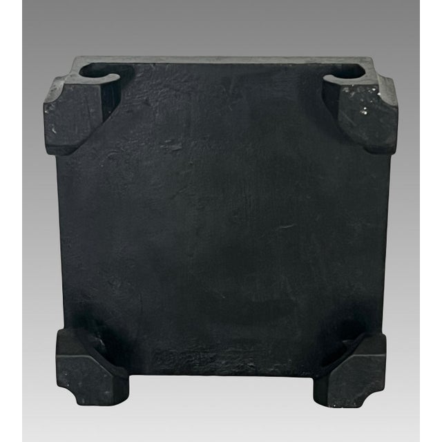 1980's Vintage Chinese Dark Brown / Ebony Ming Style Wood Display Stand Pedestal, Square, 5" For Sale - Image 4 of 4