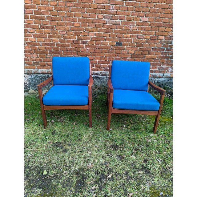 Brown Vintage Lounge Chairs in Teak by Ole Wanscher for Cado, 1950s, Set of 2 For Sale - Image 8 of 9