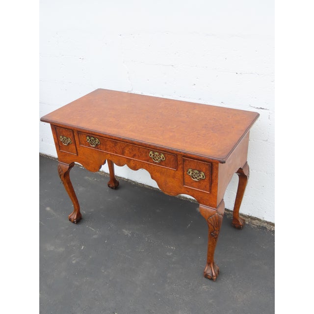 Early 1900s Ball and Claw Feet Burlwood Writing Office Desk 6392 For Sale - Image 14 of 18
