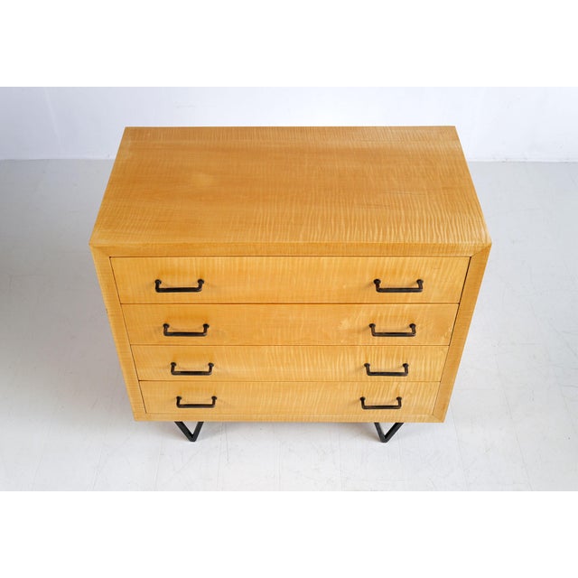 Curly Maple Chest of Drawers, France, 1960s For Sale - Image 6 of 10