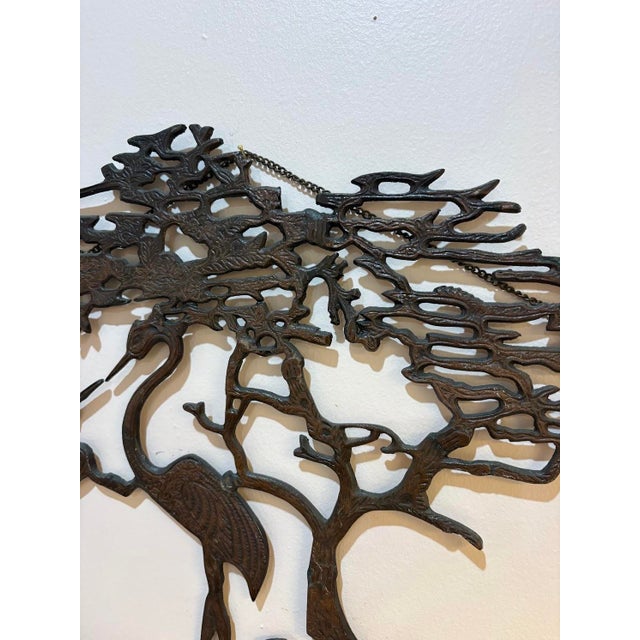 1960s 1960s-70s Brutalist Brass Crane Wall Sculpture For Sale - Image 5 of 9