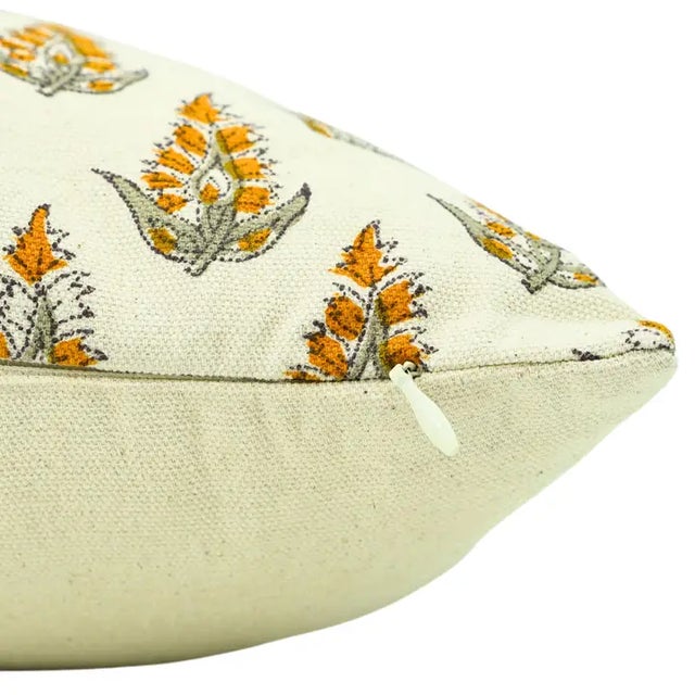 Not Yet Made - Made To Order Fabdivine Handmade Block Printed Cushion Cover 14x20 Inch Duck Canvas-Kanak Buti For Sale - Image 5 of 6