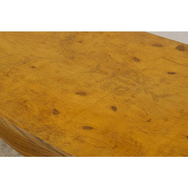 Champagne Sheraton-Style Zebrawood and Burl Serpentine Edge Console Table With Matching Zebra Side Chair For Sale - Image 8 of 13