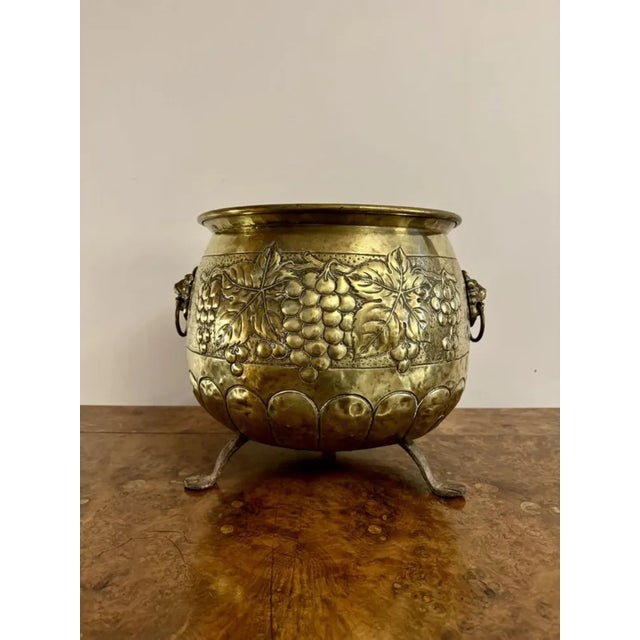 Antique Victorian Brass Jardiniere, 1860 For Sale - Image 3 of 7