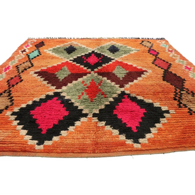 Berber Tribes of Morocco Vintage Orange Boujad Moroccan Rug - 06'02 X 06'06 For Sale - Image 4 of 9