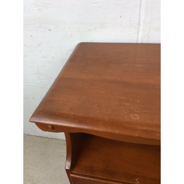 Mid Century Colonial Revival Solid Maple Nightstand With Drawer and Tall Tapered Legs For Sale - Image 9 of 15
