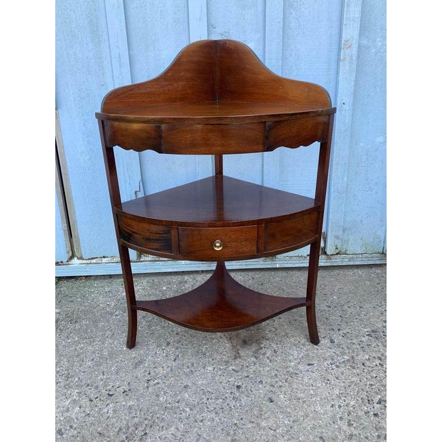 Pair of Matching Antique Georgia Style Mahogany Corner Side Tables With Drawers For Sale - Image 9 of 12