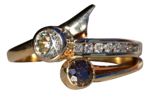 The Cowan: Ladies 14K Toi et Moi Diamond Bypass Ring