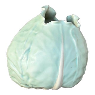 Vintage Boho Patricia Garrett Matte Glazed Ceramic Cabbage For Sale