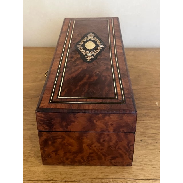 French Napoleon III Period Burl & Brass Box, 1880's For Sale - Image 4 of 12