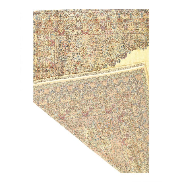 Traditional Early 21st Century Ivory Color Fine Hand Knotted Persian Kerman For Sale - Image 3 of 13