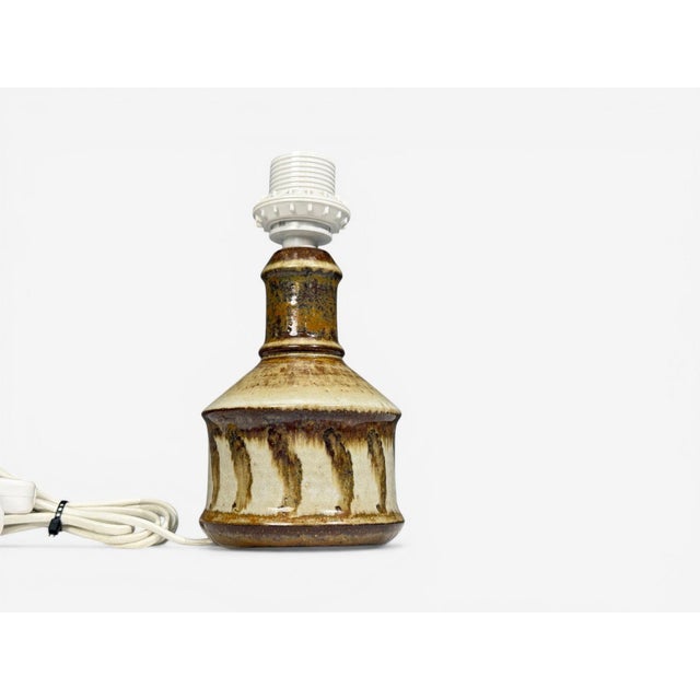Brown 1960s Joseph Simon, Danish Modern, Table Lamp, Beige Stoneware, Denmark For Sale - Image 8 of 9
