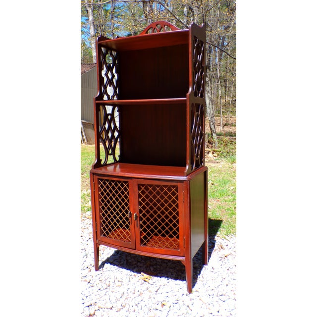 Vintage Mahogany Chippendale Style Bookcase Bookshelf Etagere Display Shelves For Sale - Image 10 of 17