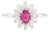 VRJewels Ruby & Baguette Diamond Halo Promise Ring Size 9 in 14k Gold For Sale