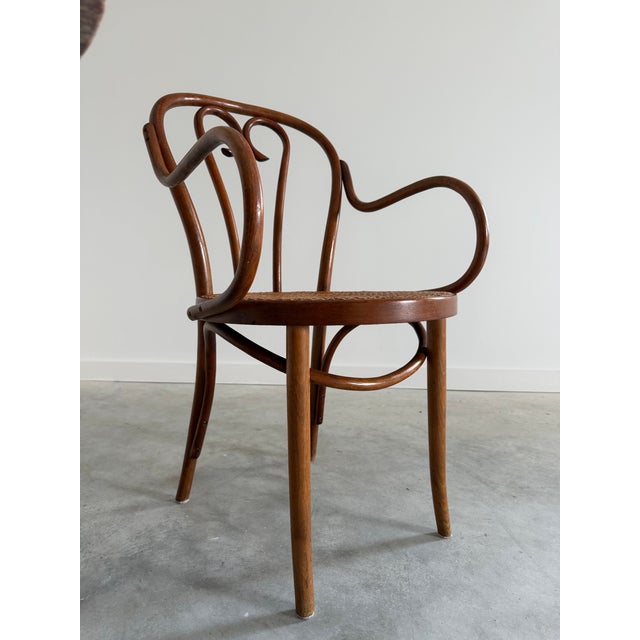 Thonet Thonet Steamed Bentwood + Cane Desk Chair Armchair Heart Motif For Sale - Image 4 of 12