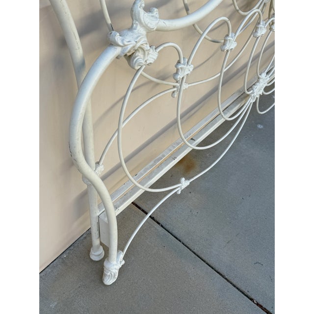 Vintage Elliott's Designs White Cast Iron Brass Queen King Headboard Footboard For Sale - Image 12 of 12